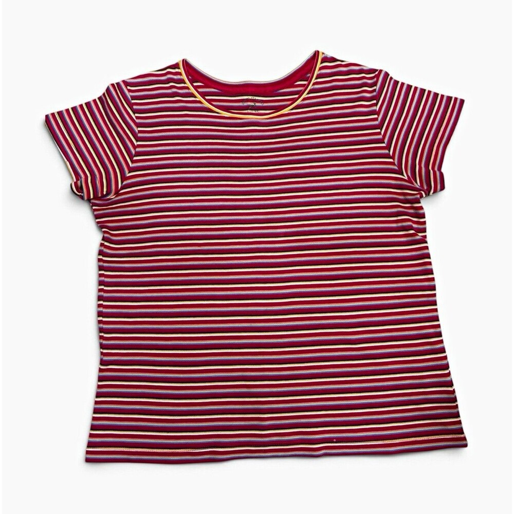 Y2K Vintage White Stag Striped T Shirt Juniors / Womens Small Multicolor Knit